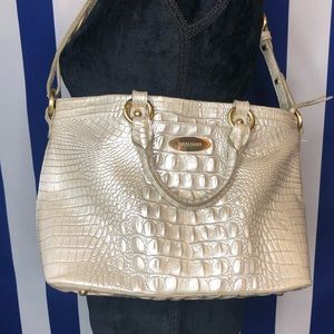 Brahmin champagne crocodile embossed handbag